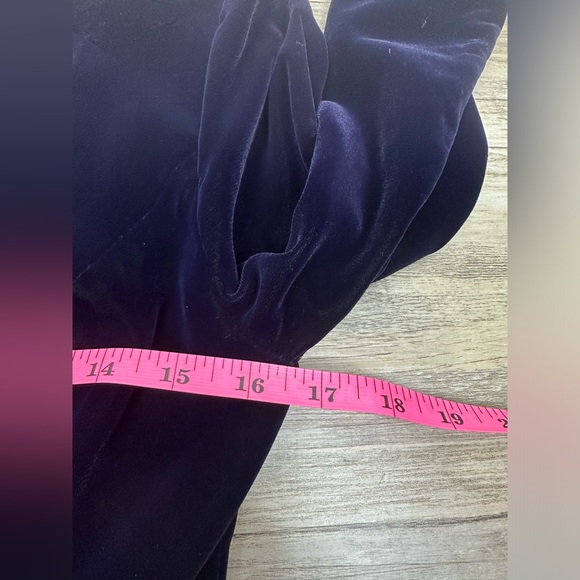 Jessica McClintock Navy Velvet Gold Sequins Long Sleeve Vintage Dress Size 4 - Picture 11 of 11